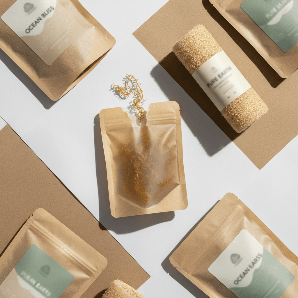 Minimalist packaging design showcasing products